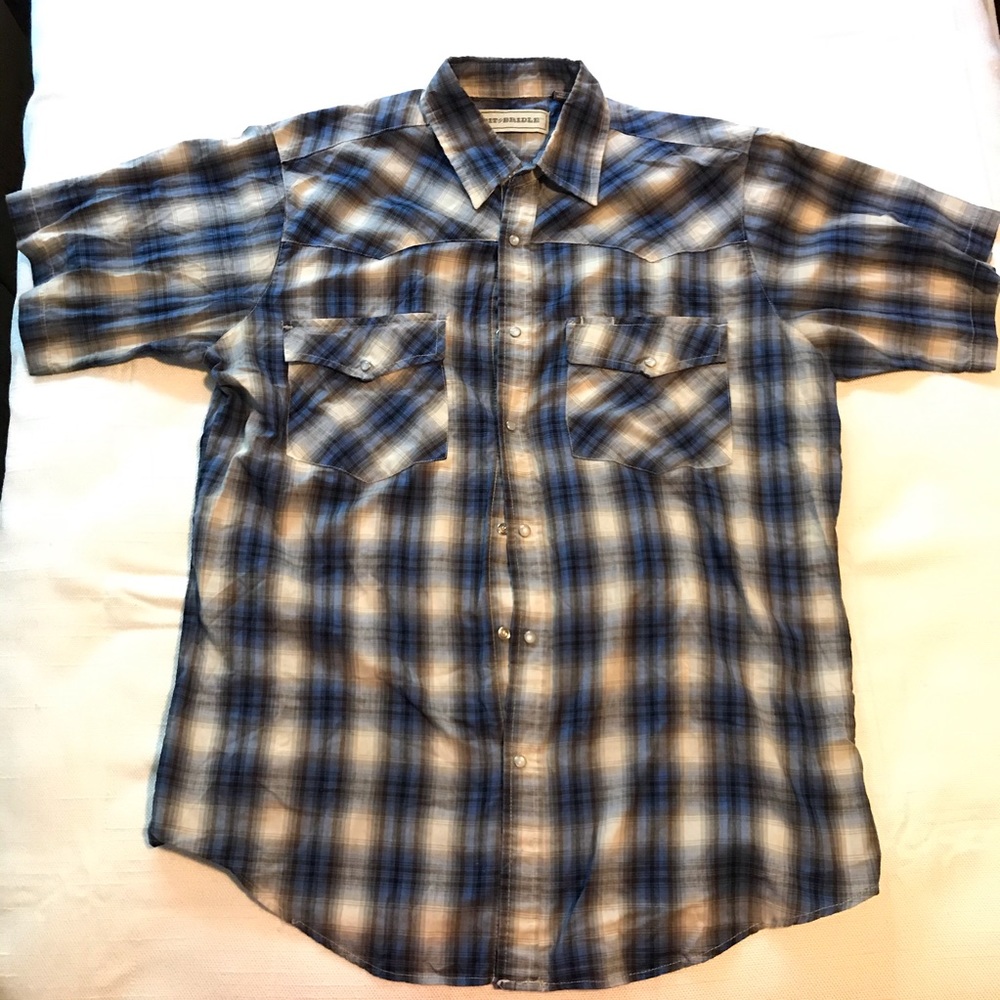 Bundle 3 items Mens Button Up Short Sleeve Tops - Picture 3 of 4